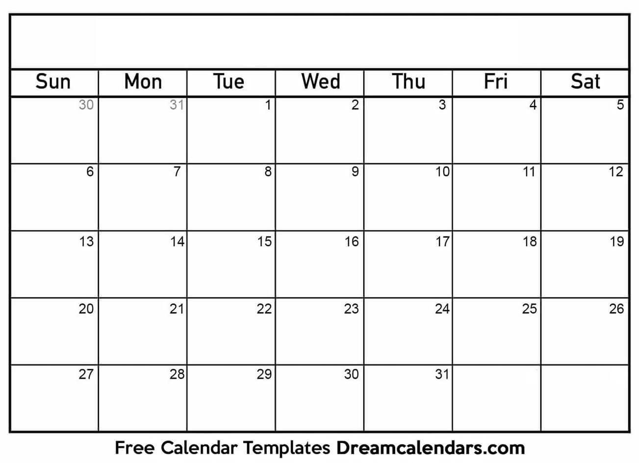 Blank Calendar Template | Free Calendar Template, Printable