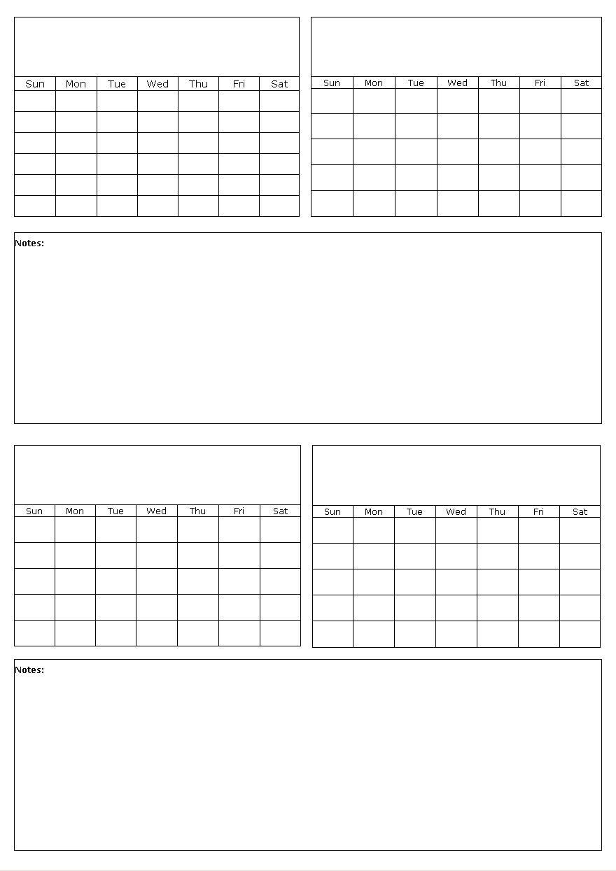 blank calendar templates