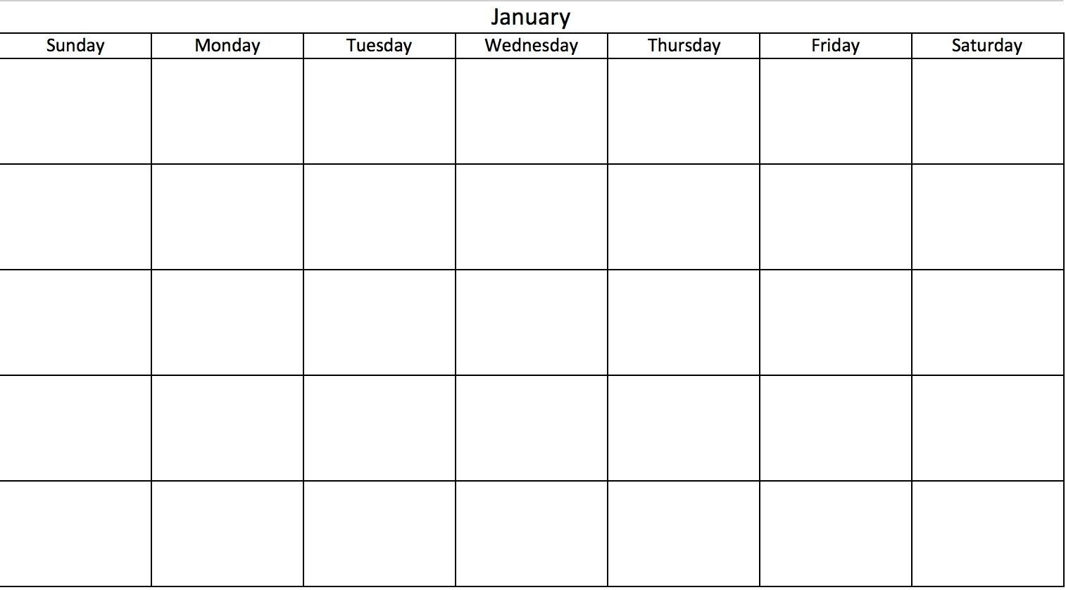 Blank Calendar With Only Weekdays In 2020 | Calendar