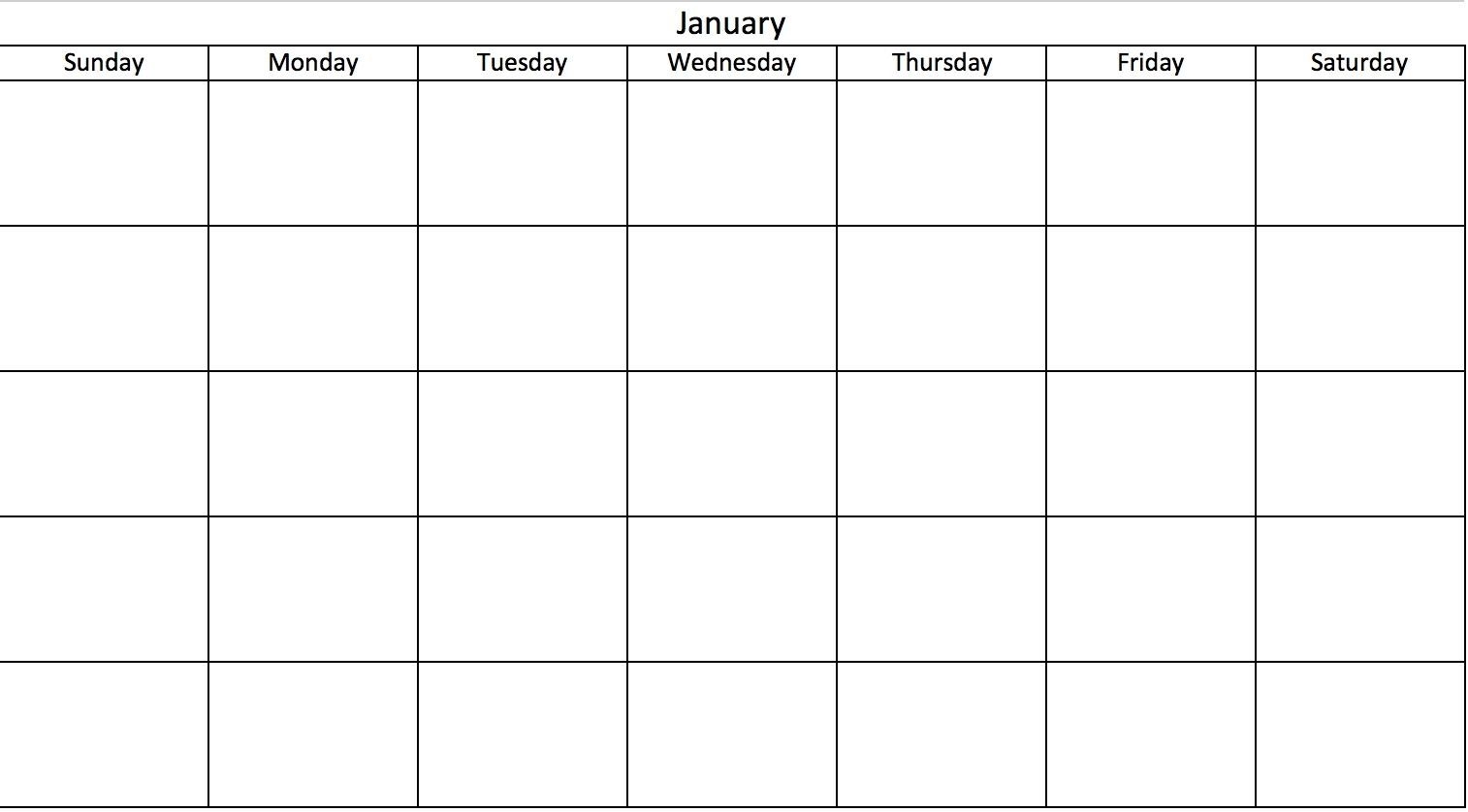 blank calendar with only weekdays in 2020 | calendar