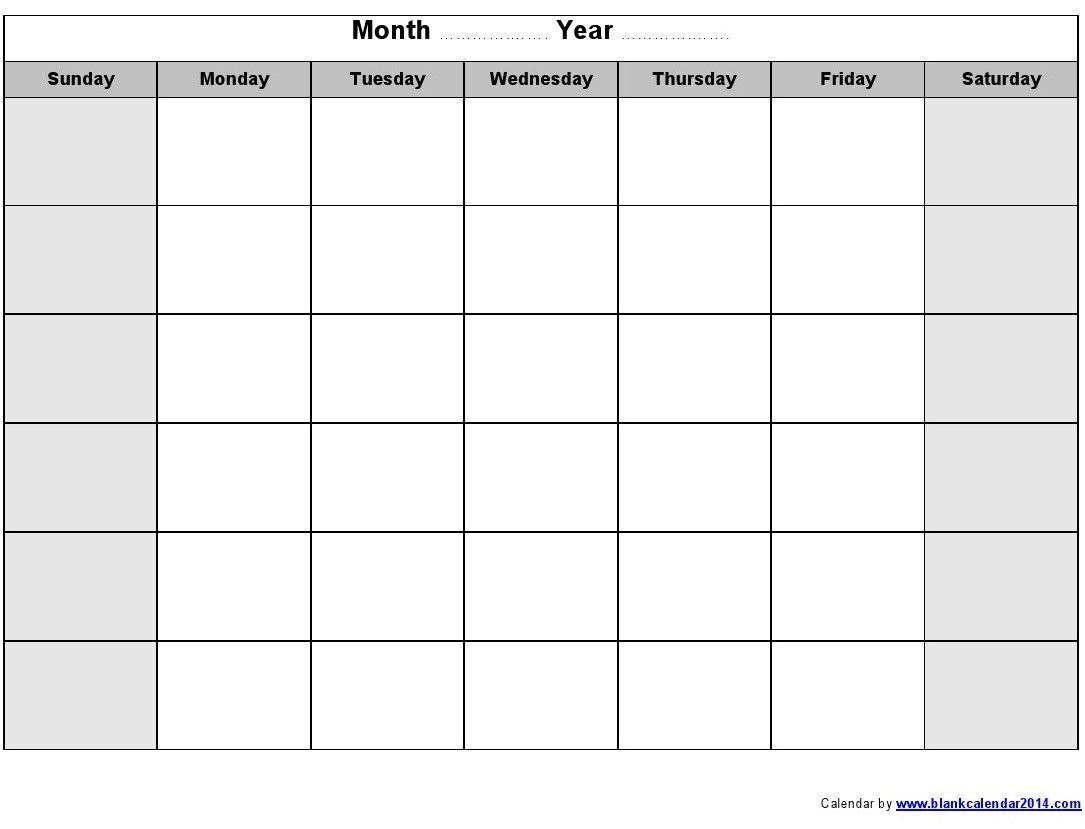 blank monthly calendar 2014 printable | blank monthly
