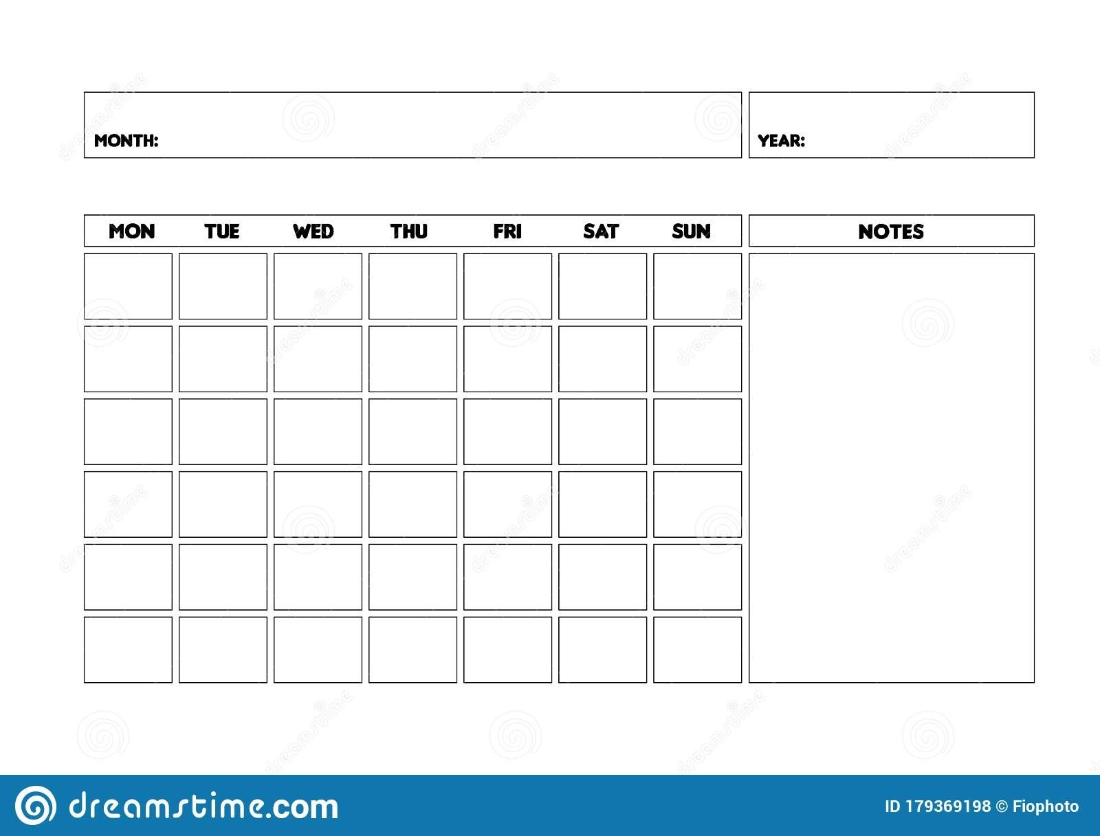 Blank Monthly Calendar Template, Undated Monthly Planner