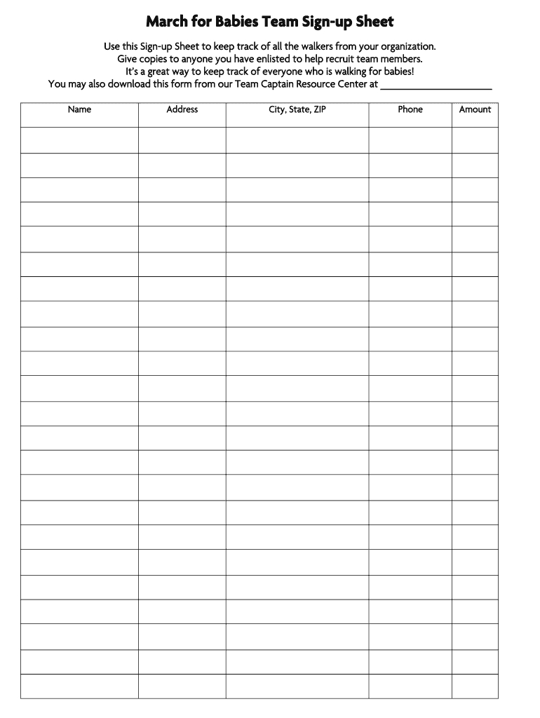Blank Sign Up Sheet Fill Online, Printable, Fillable