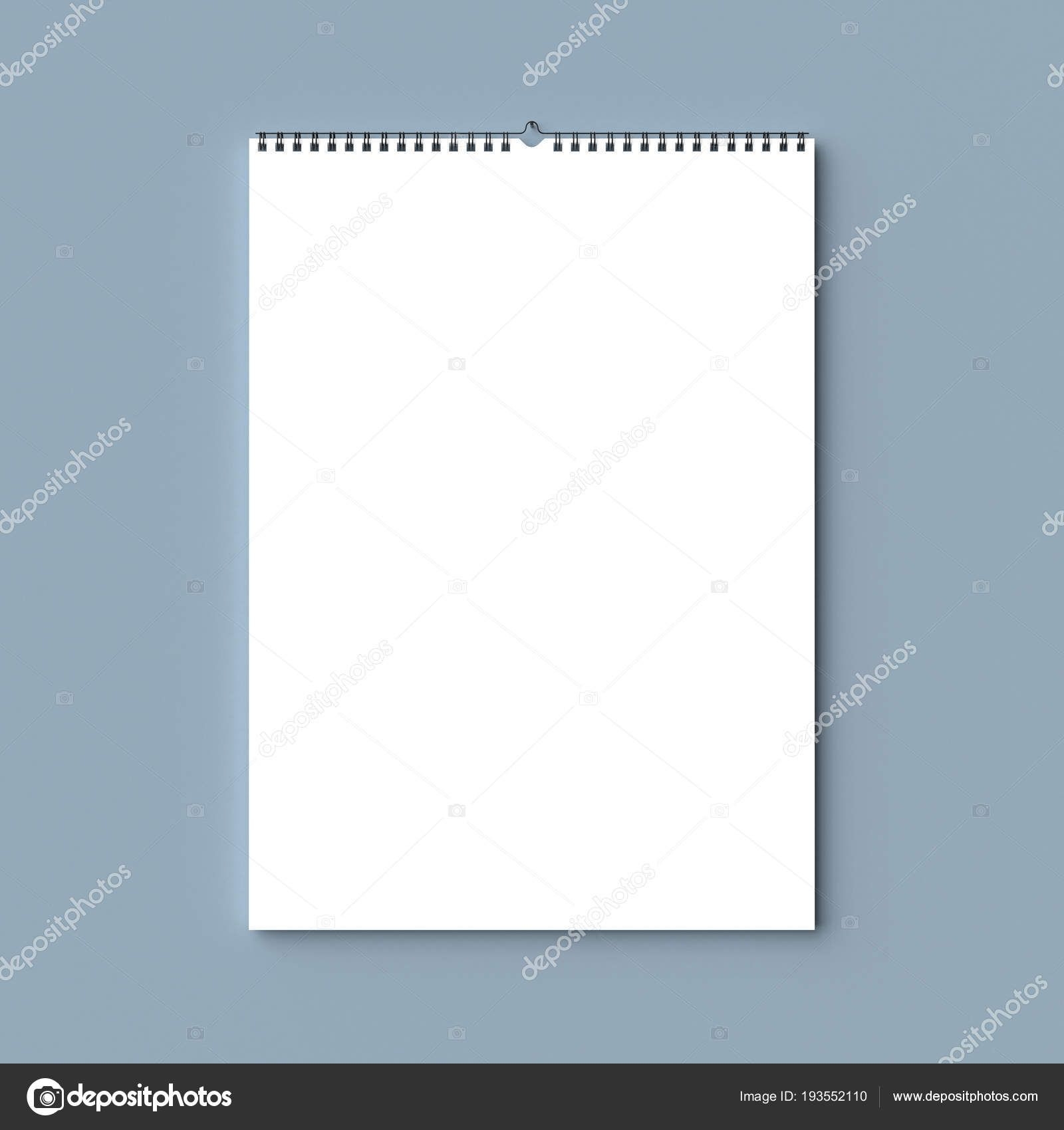 blank spiral binding wall calendar mock up on dry wall 3d illus 193552110