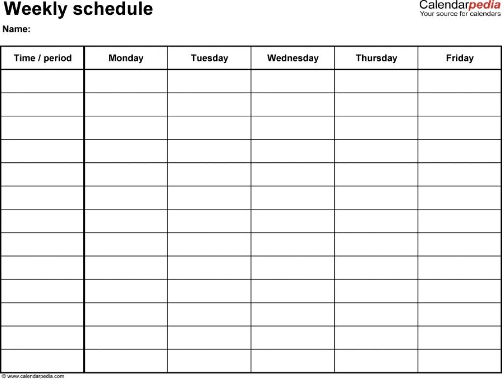 Blank Weekly Monday Through Friday Calendar Template | 2018