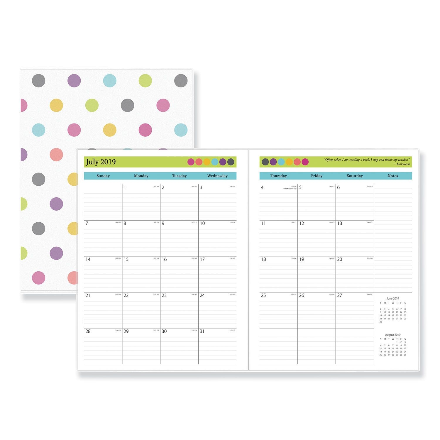 blue 2019 2020 monthly planner calendar in protective sleeve