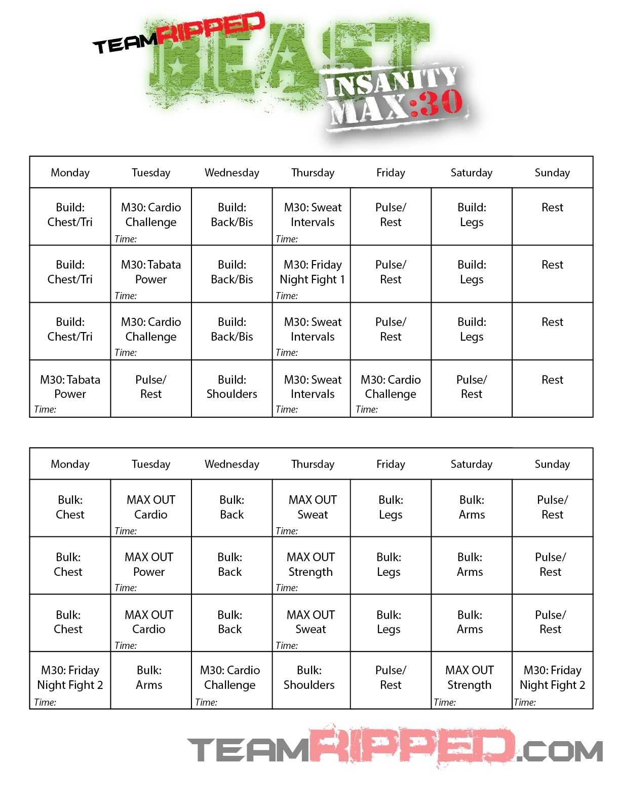 insanity max 30 calendar pdf example calendar printable