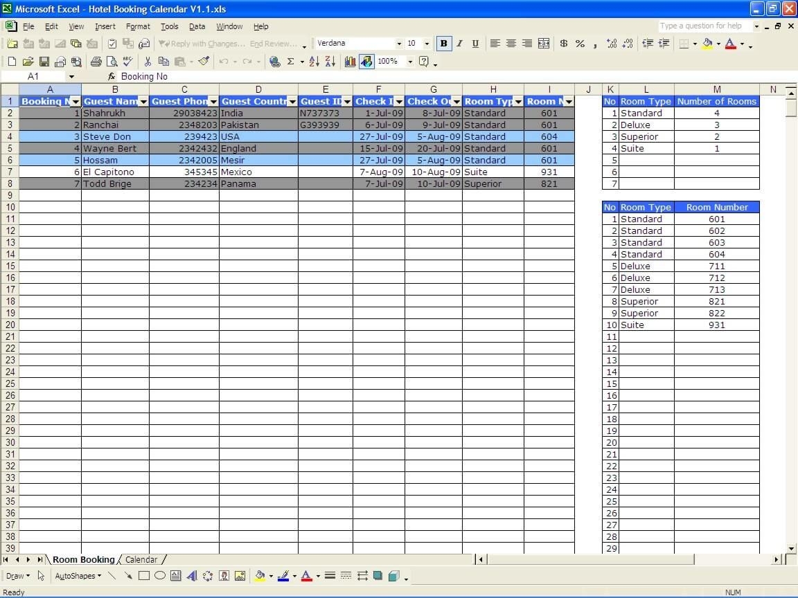 Booking And Reservation Calendar The Spreadsheet Page 29 