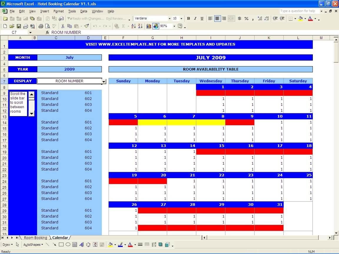 Booking And Reservation Calendar » The Spreadsheet Page