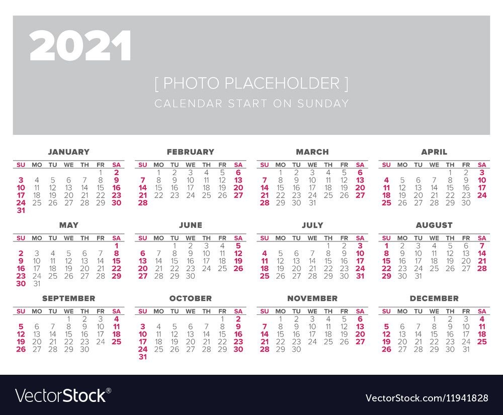 Calendar 2021 Year Design Template