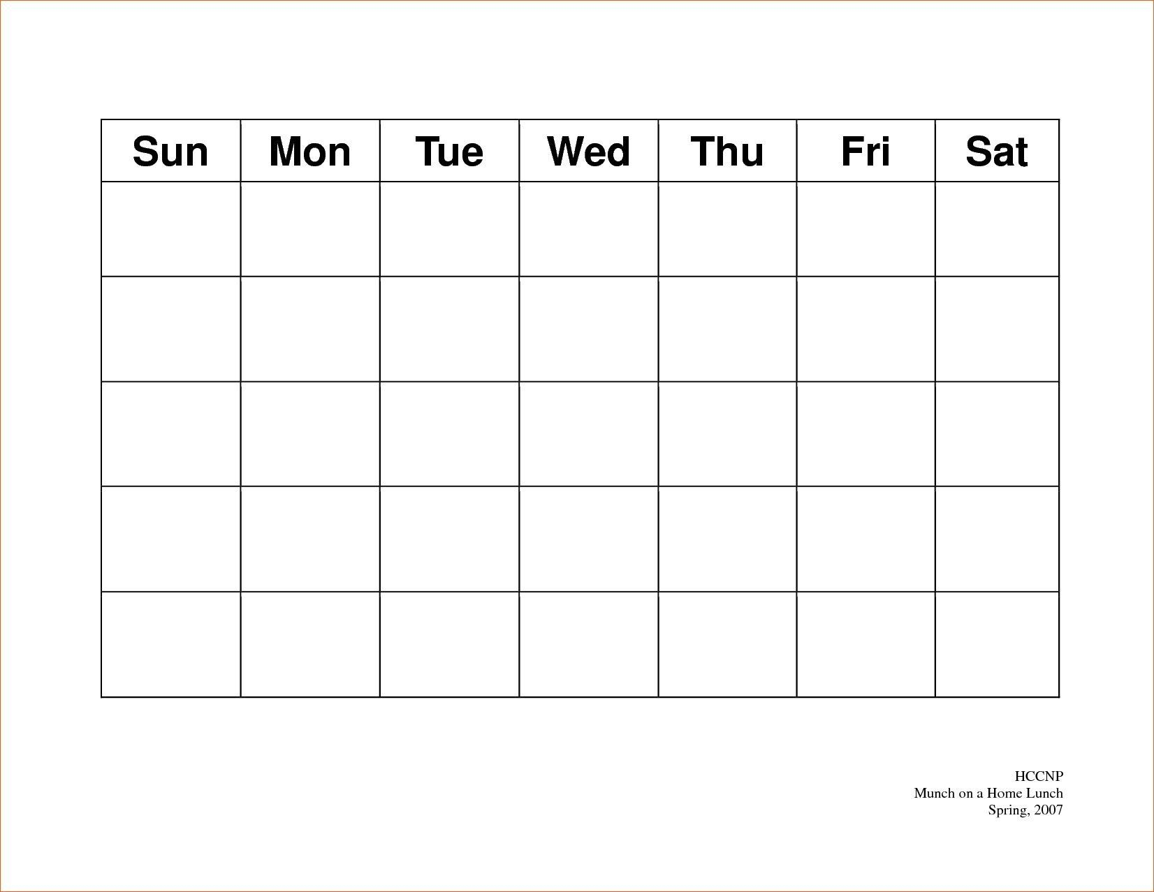 5 Week Blank Calendar - Example Calendar Printable