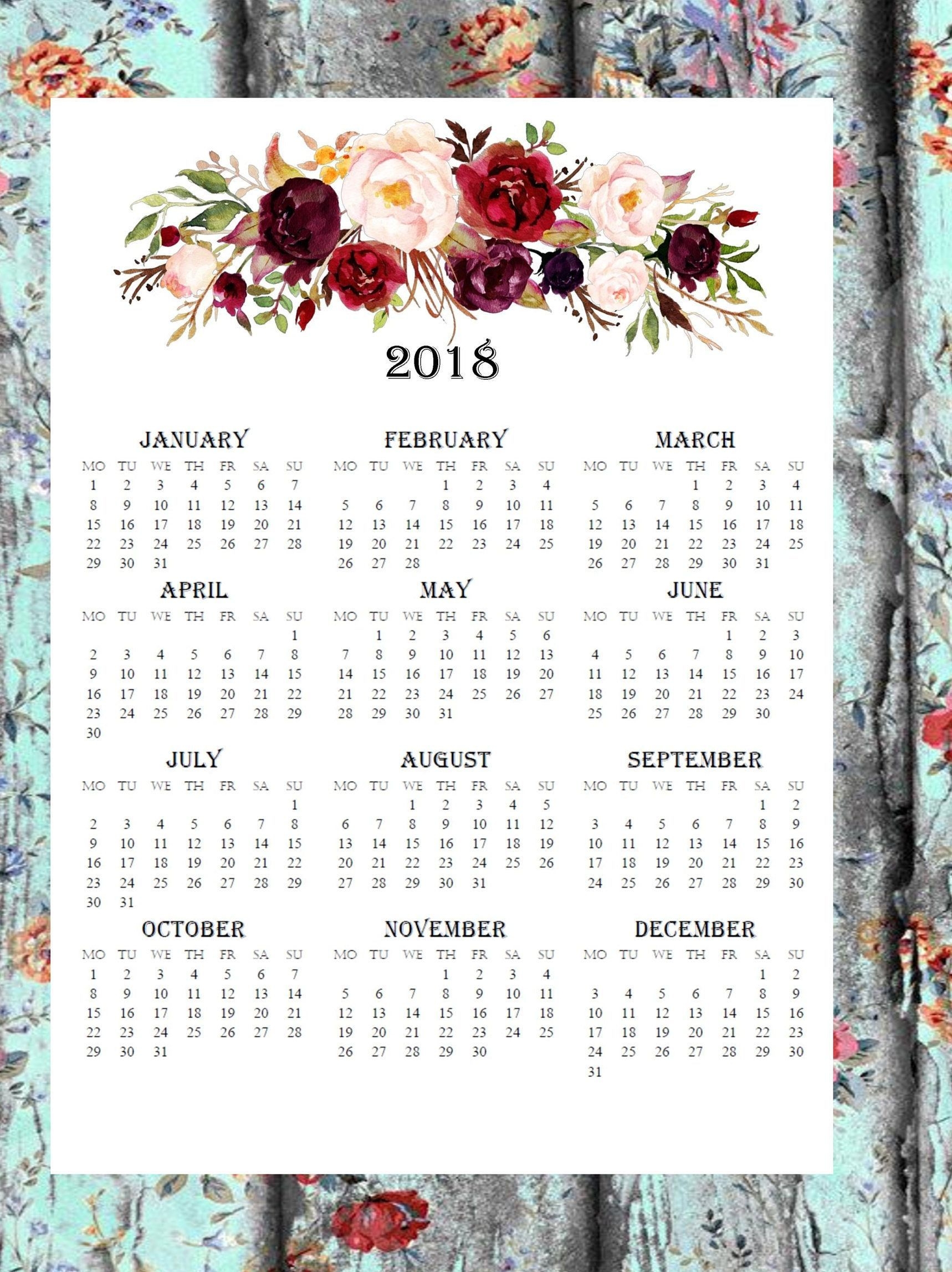 Calendar At A Glance | Printable Calendar Template, Wall