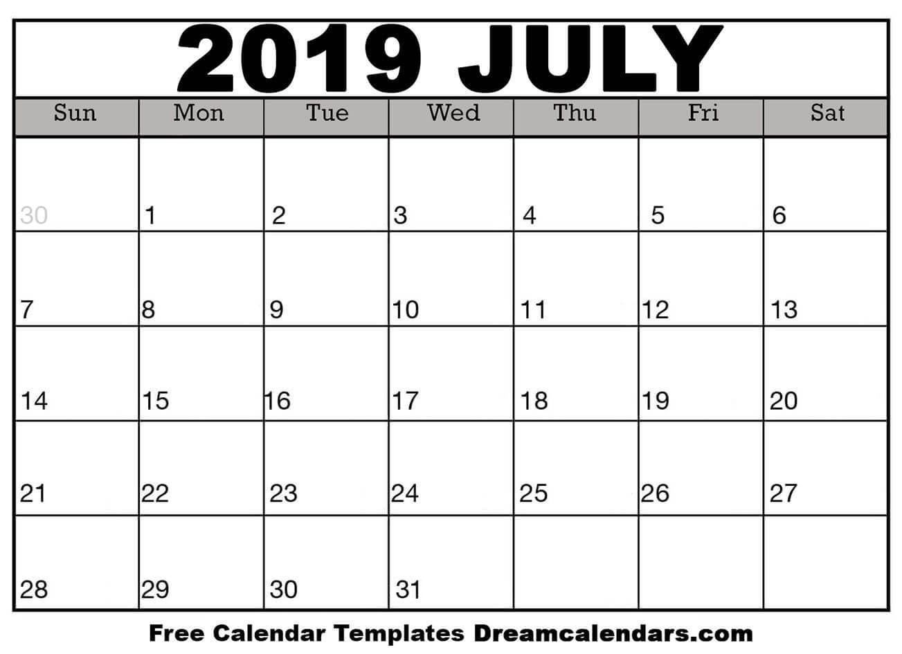 Calendar For July 2019 Printable | Daily Calendar Template