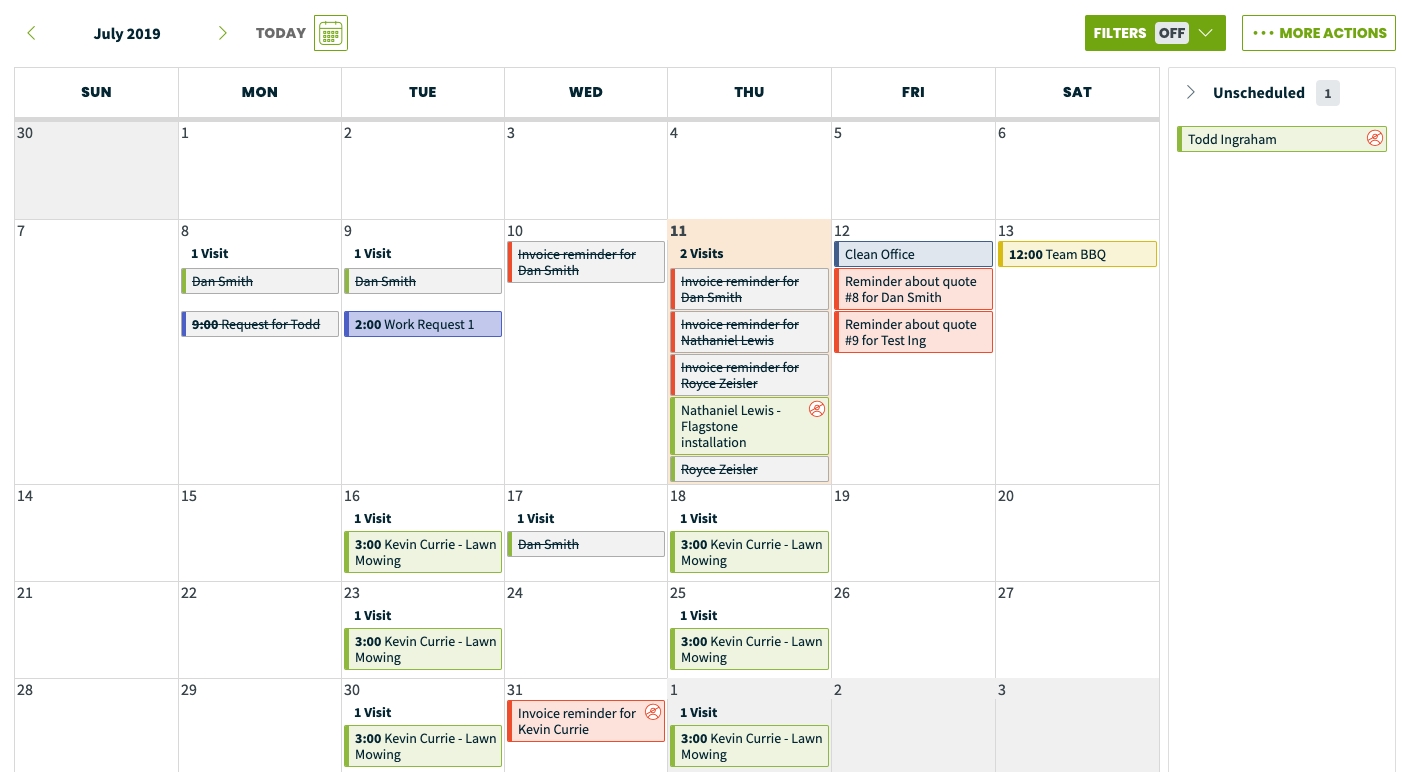 calendar month &amp; week view – jobber help center