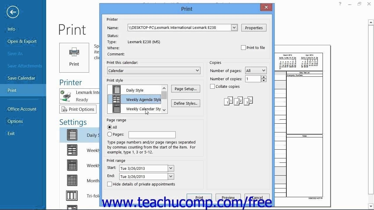 Calendar Printing Assistant For Outlook 365 Example Calendar Printable