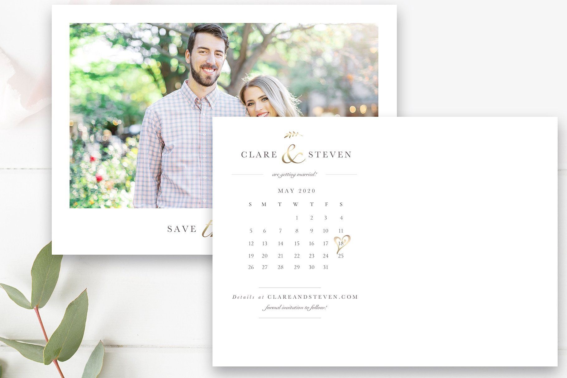 Calendar Save The Date Postcard Template, 5×7 & 4×6