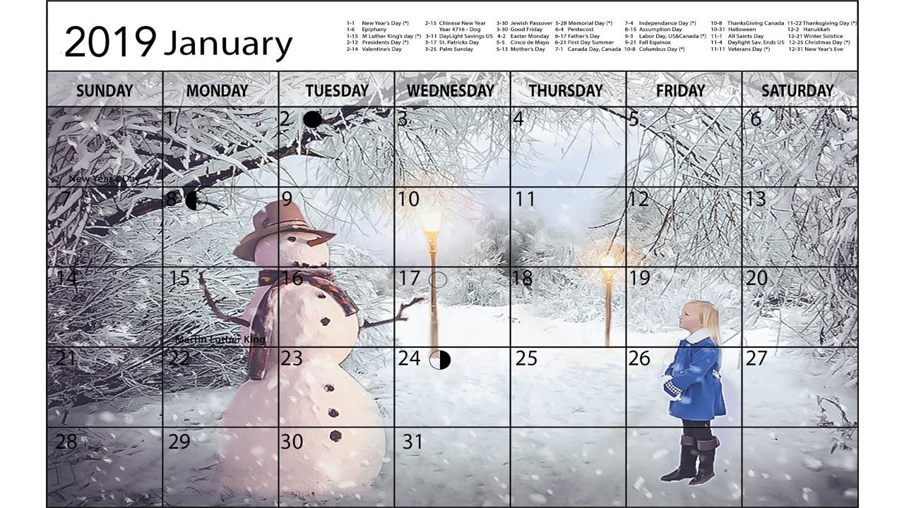 Calendar Templates 2019 For Photoshop