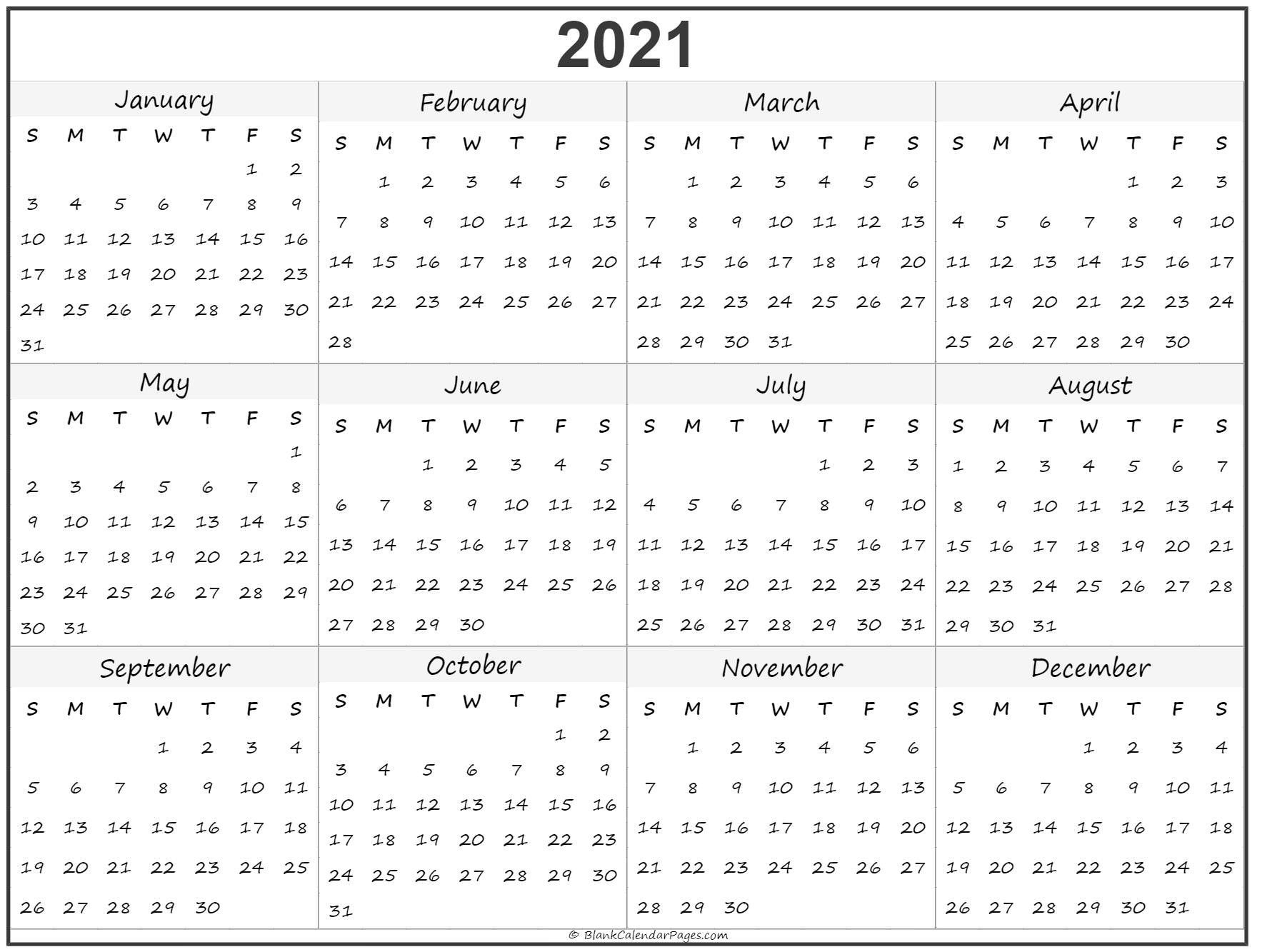 calendar to print 2021 free all months | free printable