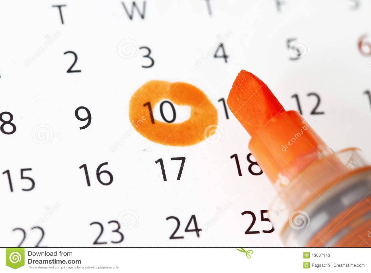 Calendar With Date Highlight Stock Image Image Of