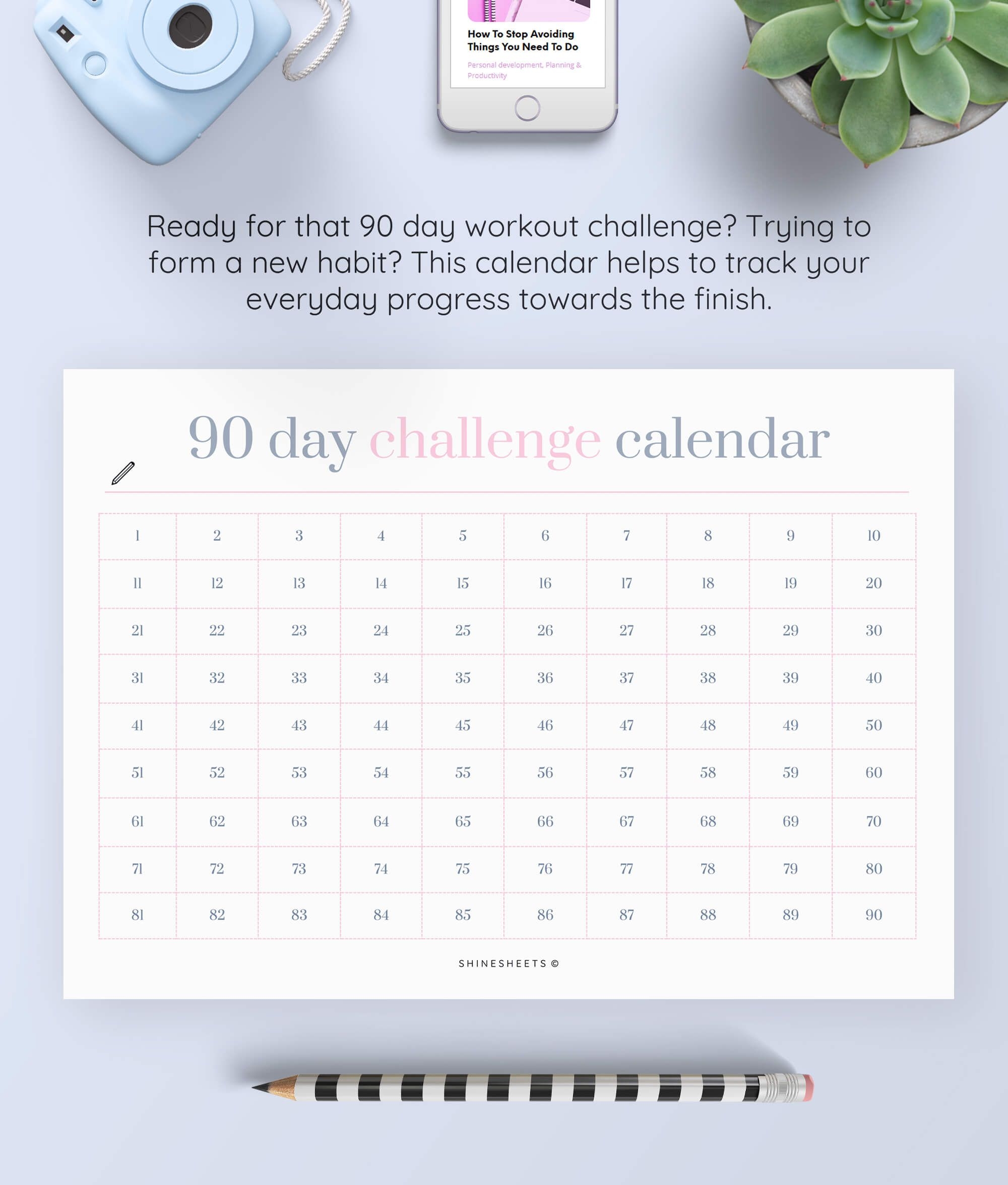 challenge calendar printable / habit tracker