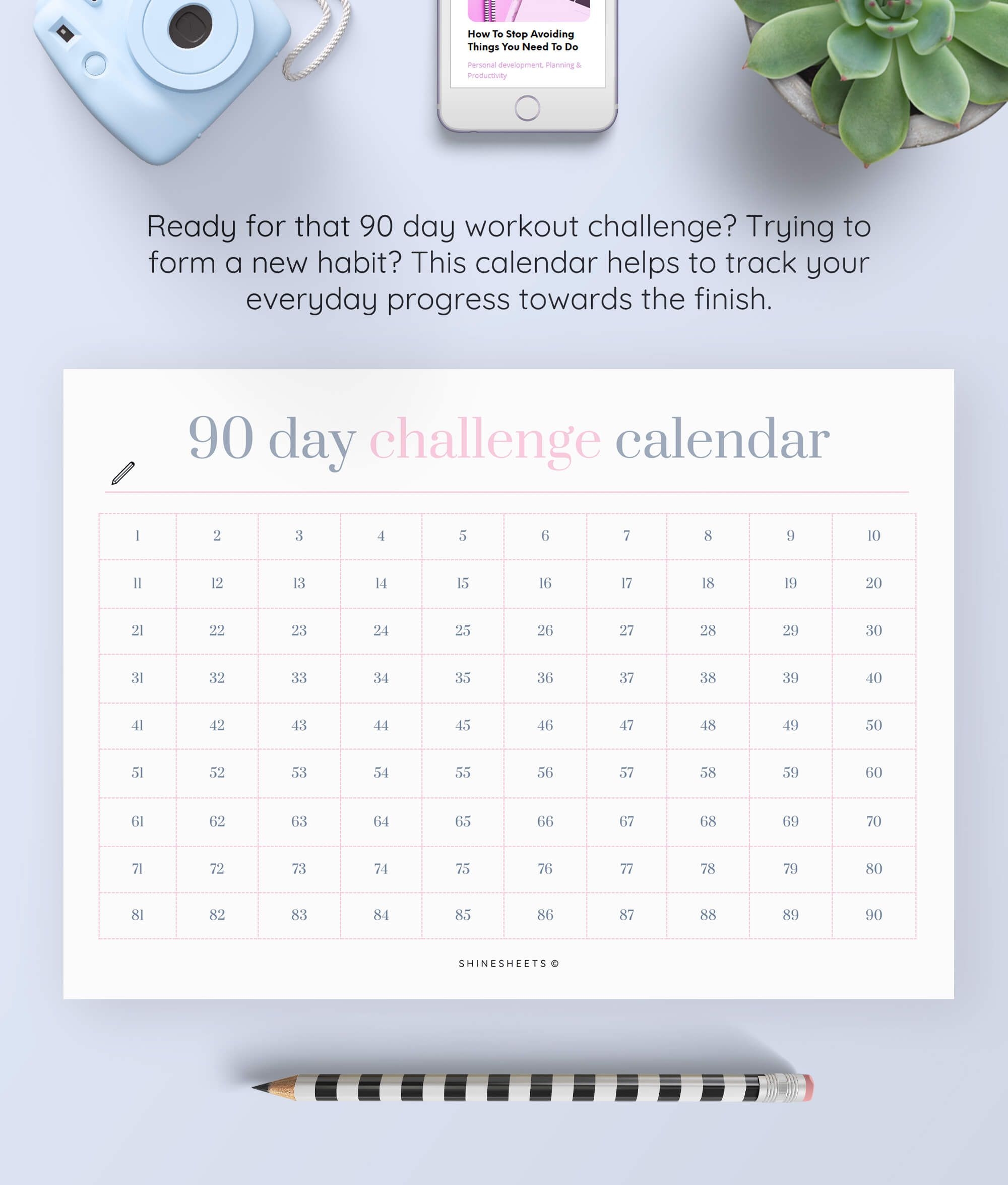 Challenge Calendar Printable / Habit Tracker