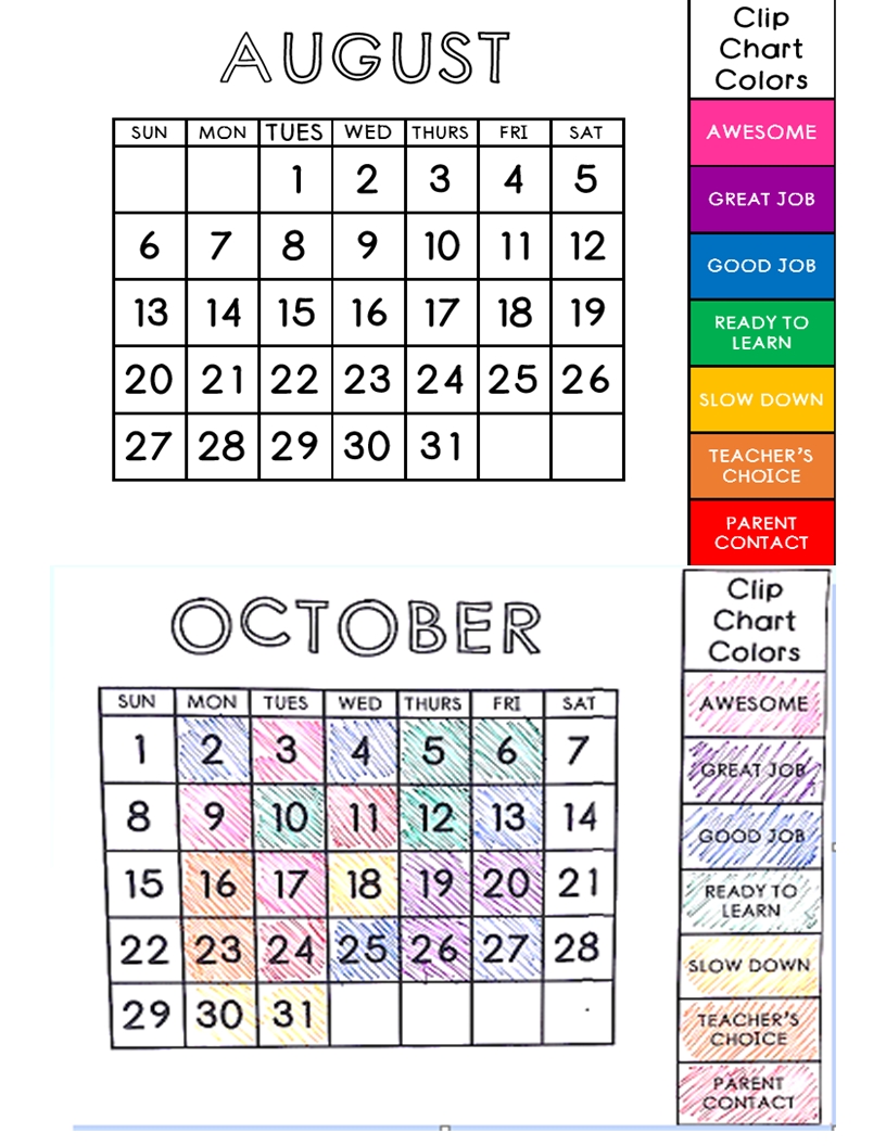classroom clip charts | clip chart, behavior calendar