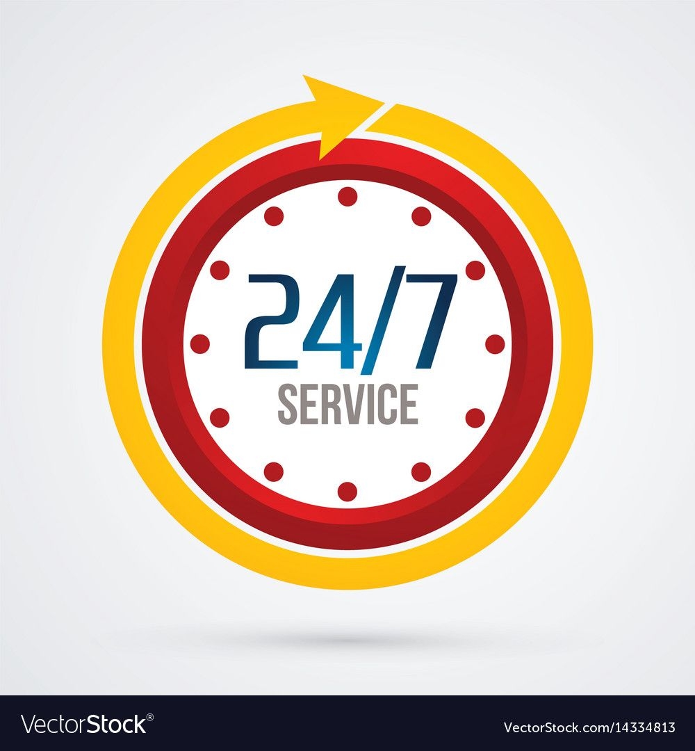 clock 24 hours a day and 7 days service