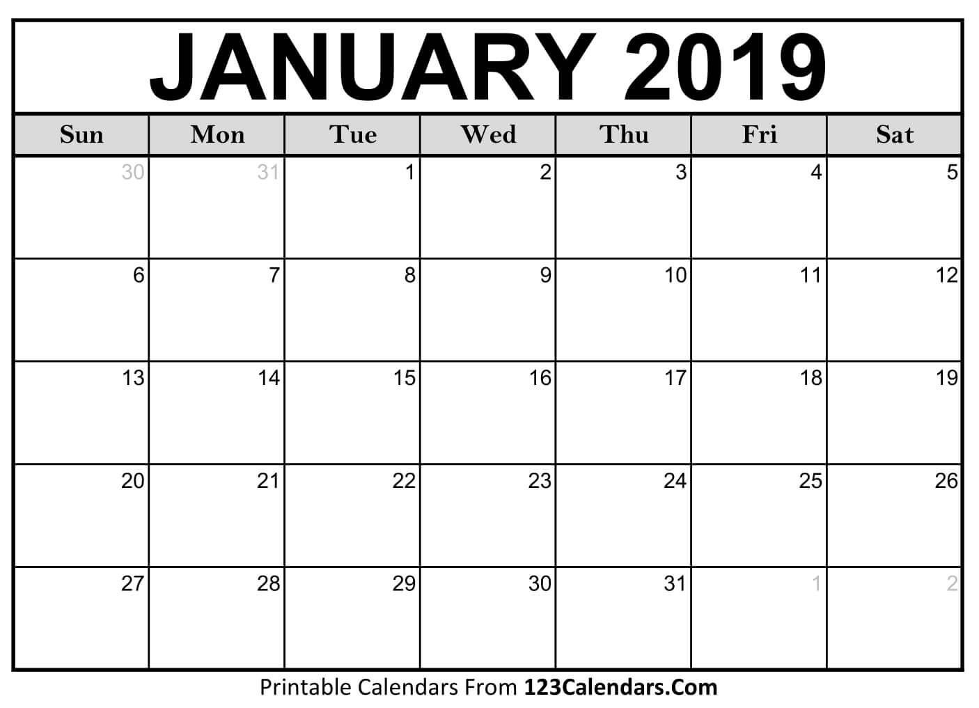 Collect Blank Printable Calendar 2019 M F | Calendar