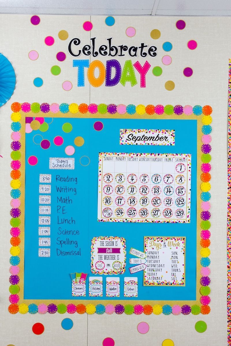 confetti calendar bulletin board display | classroom