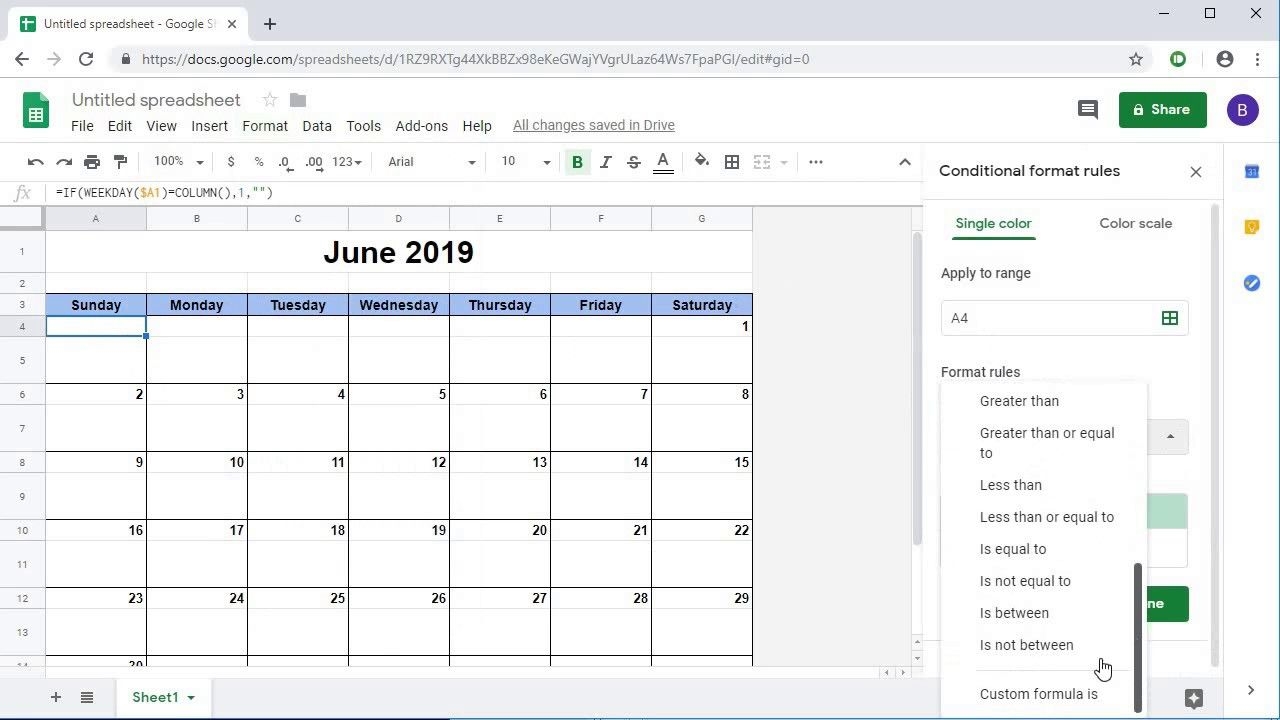 creating a dynamic monthly calendar in google sheets