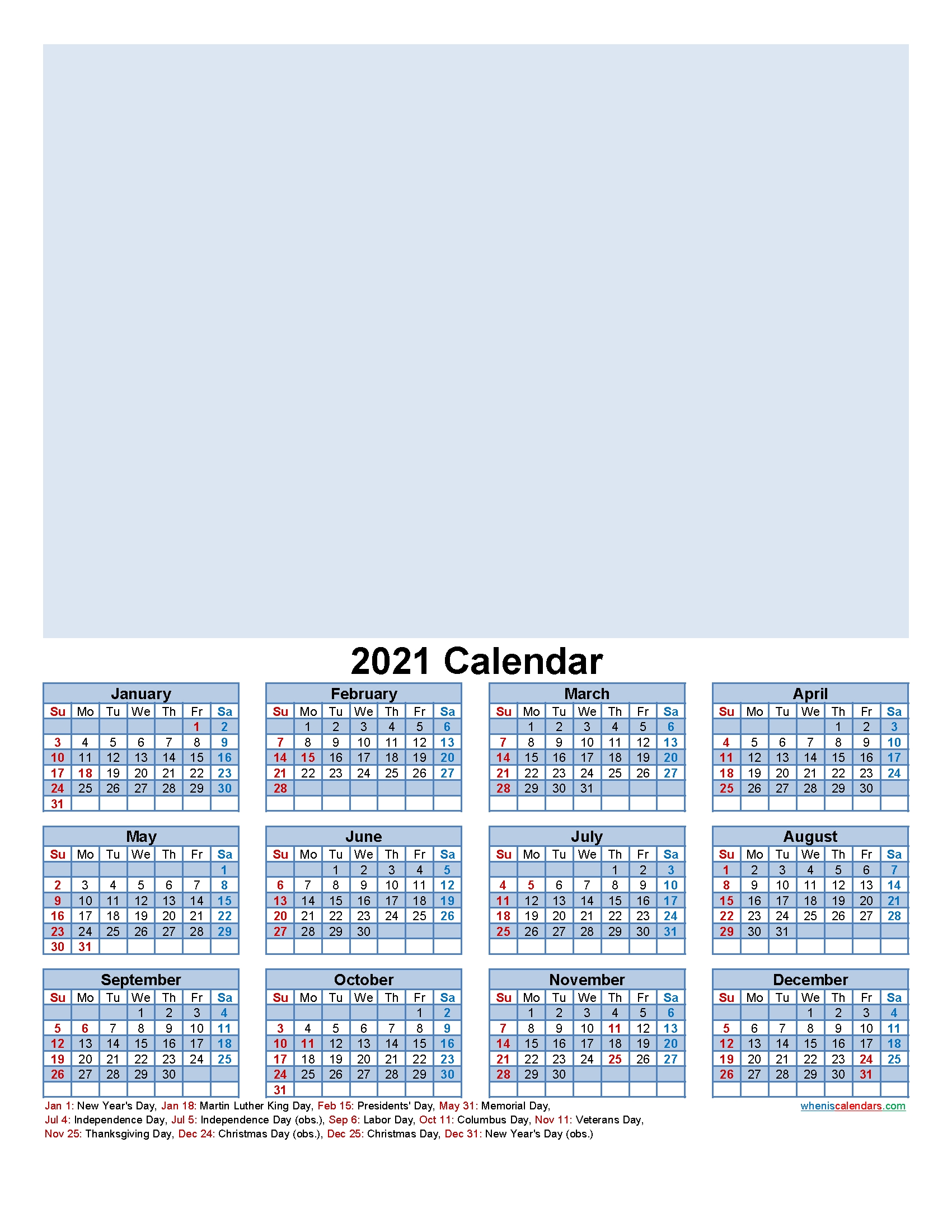 Custom Photo Calendar 2021 Word, Pdf – Template No F21y30