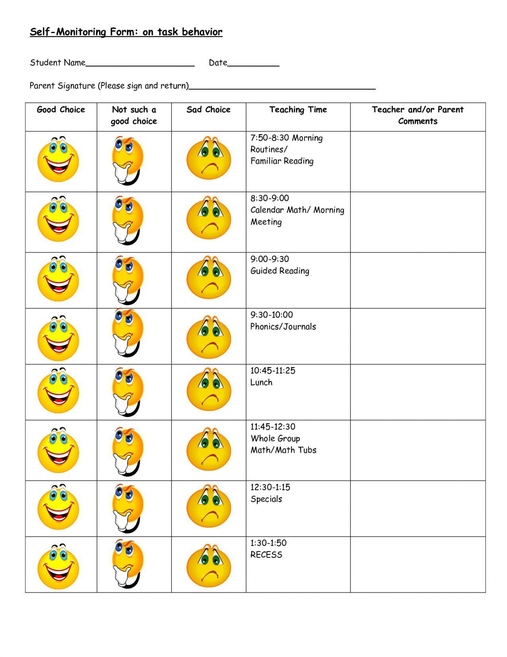 Daily Behavior Chart Template Addictionary