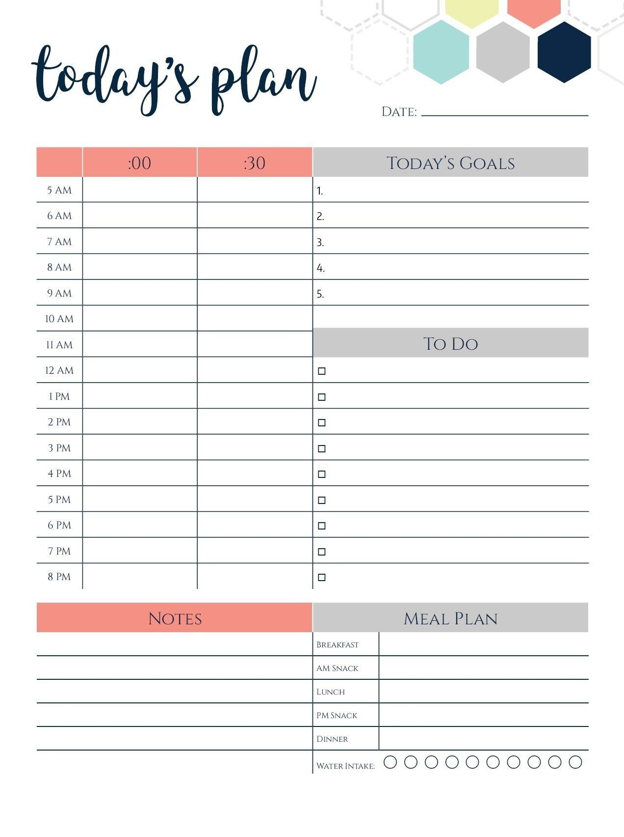 Daily Calendar Template 2018 Today's Plan | Daily Planner