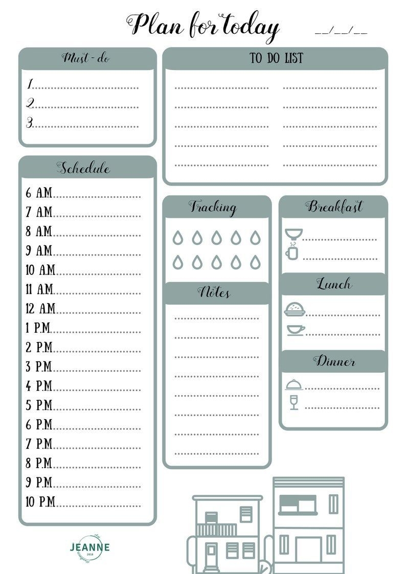 daily planner printable daily bullet journal template | etsy