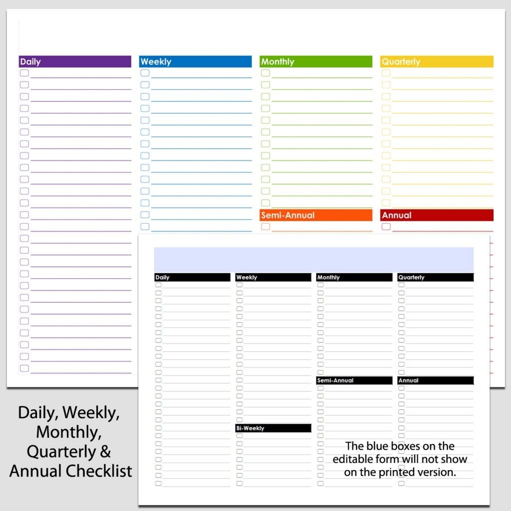 Monthly Calendar With Daily Checklist Example Calendar Printable