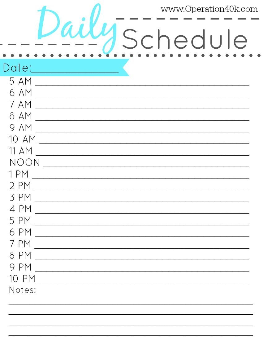 Daily Schedule Printable (set) Url | Daily Schedule