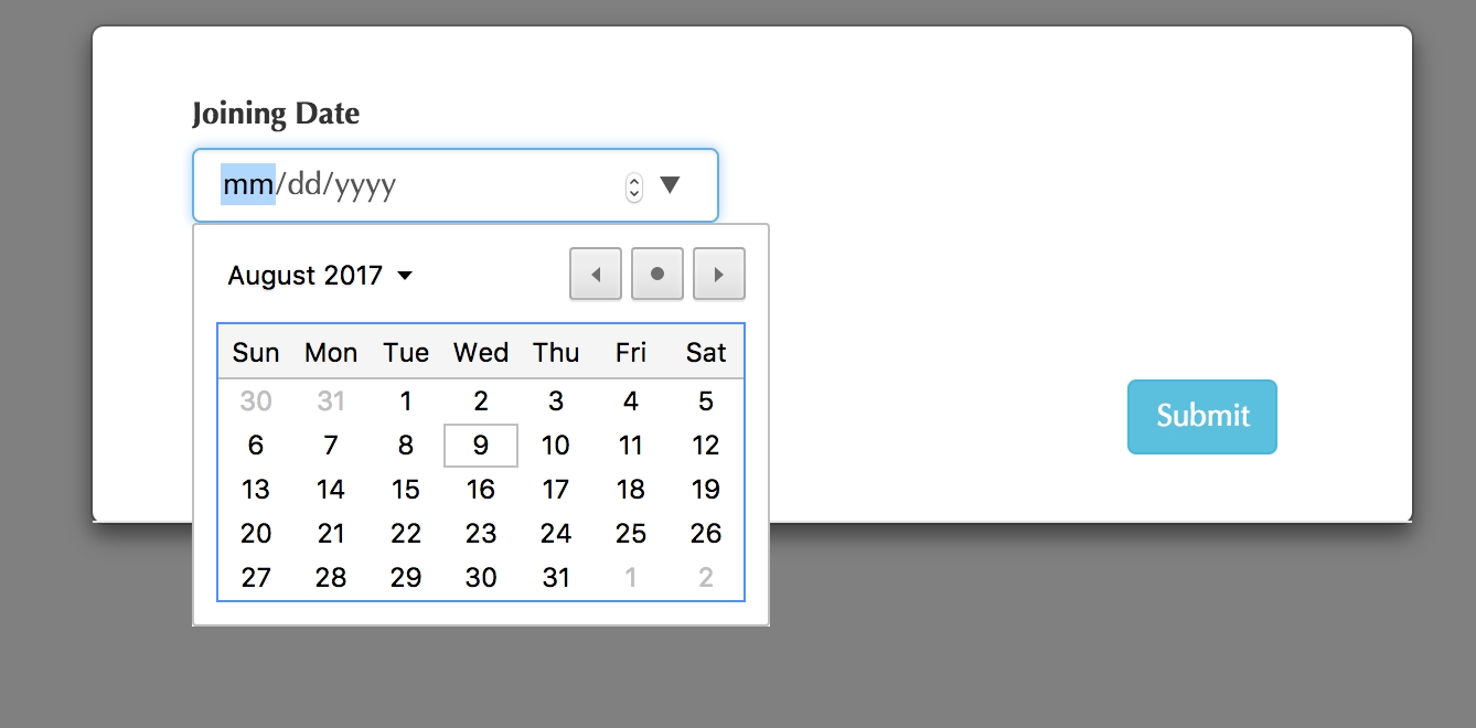 datepicker not working inside the modal stack overflow