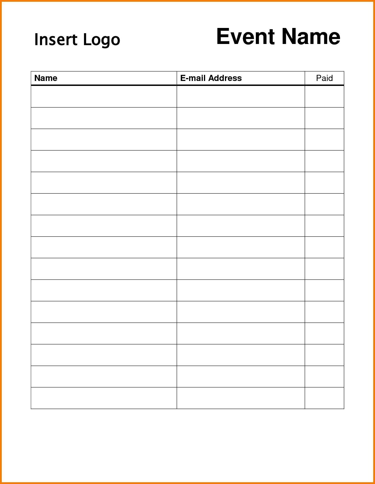 Day Care Attendance Sheet Template In 2020 | Sign In Sheet