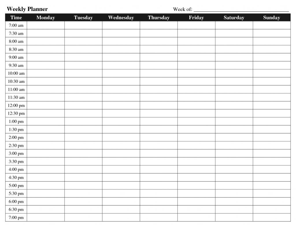 24 Hour 7 Day A Week Schedule Template Example Calendar Printable