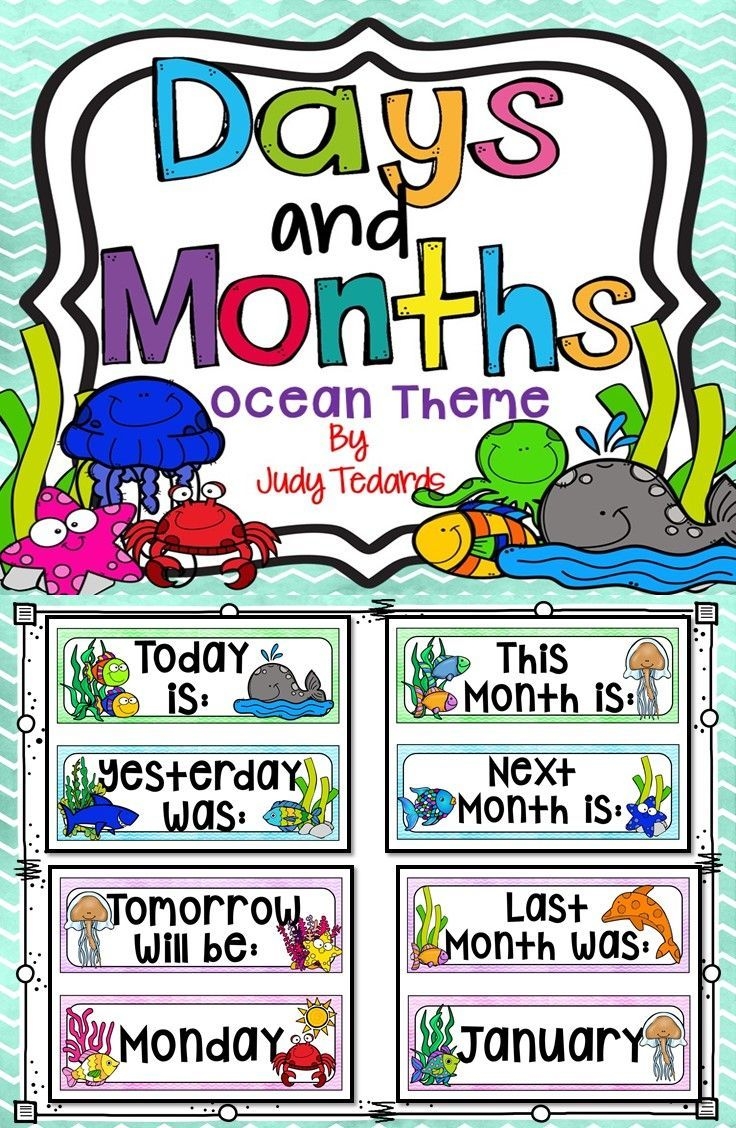 days of the week and months of the year (ocean theme