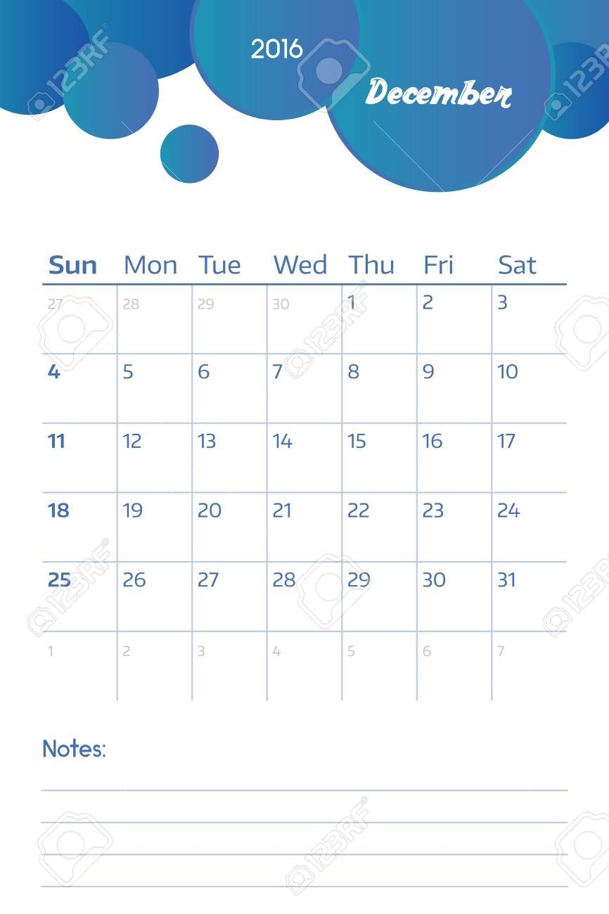 December 2016 Simple European Calendar For 2016 Year One Month