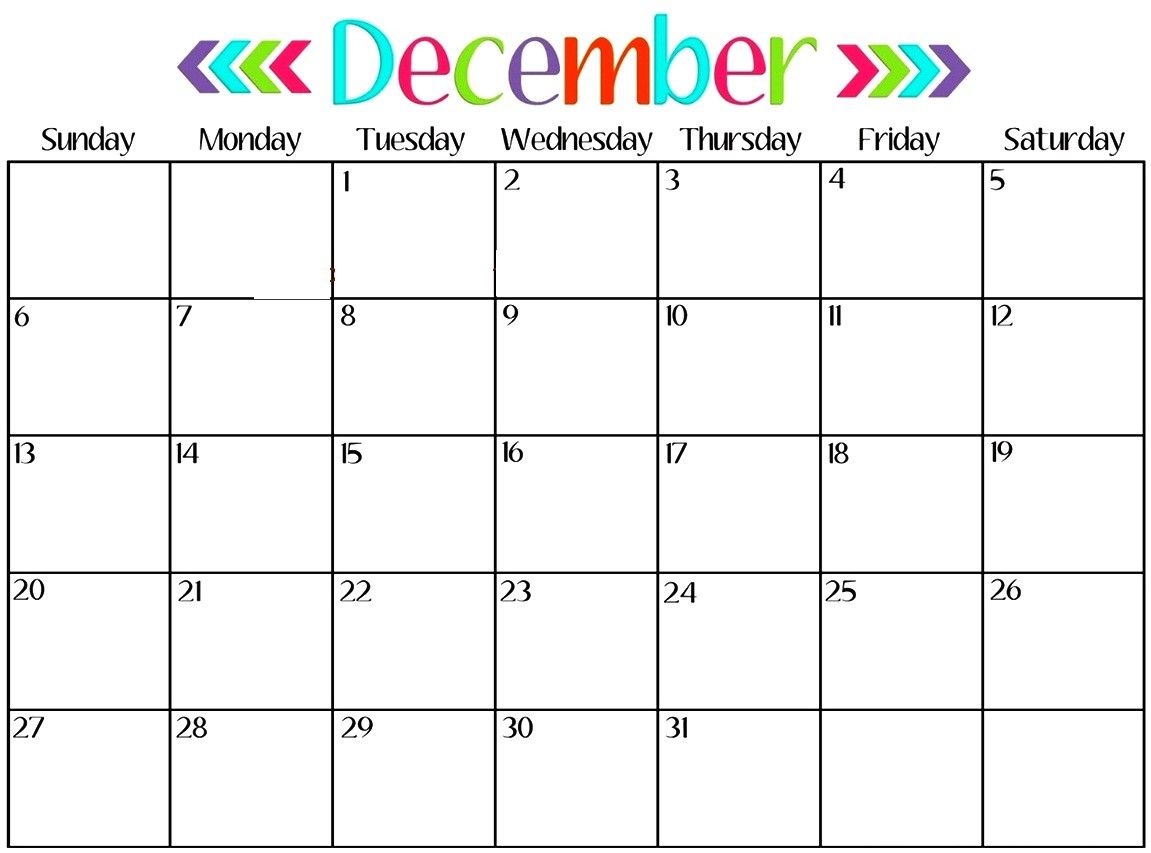 December 2018 Calendar Printable With Holidays |december