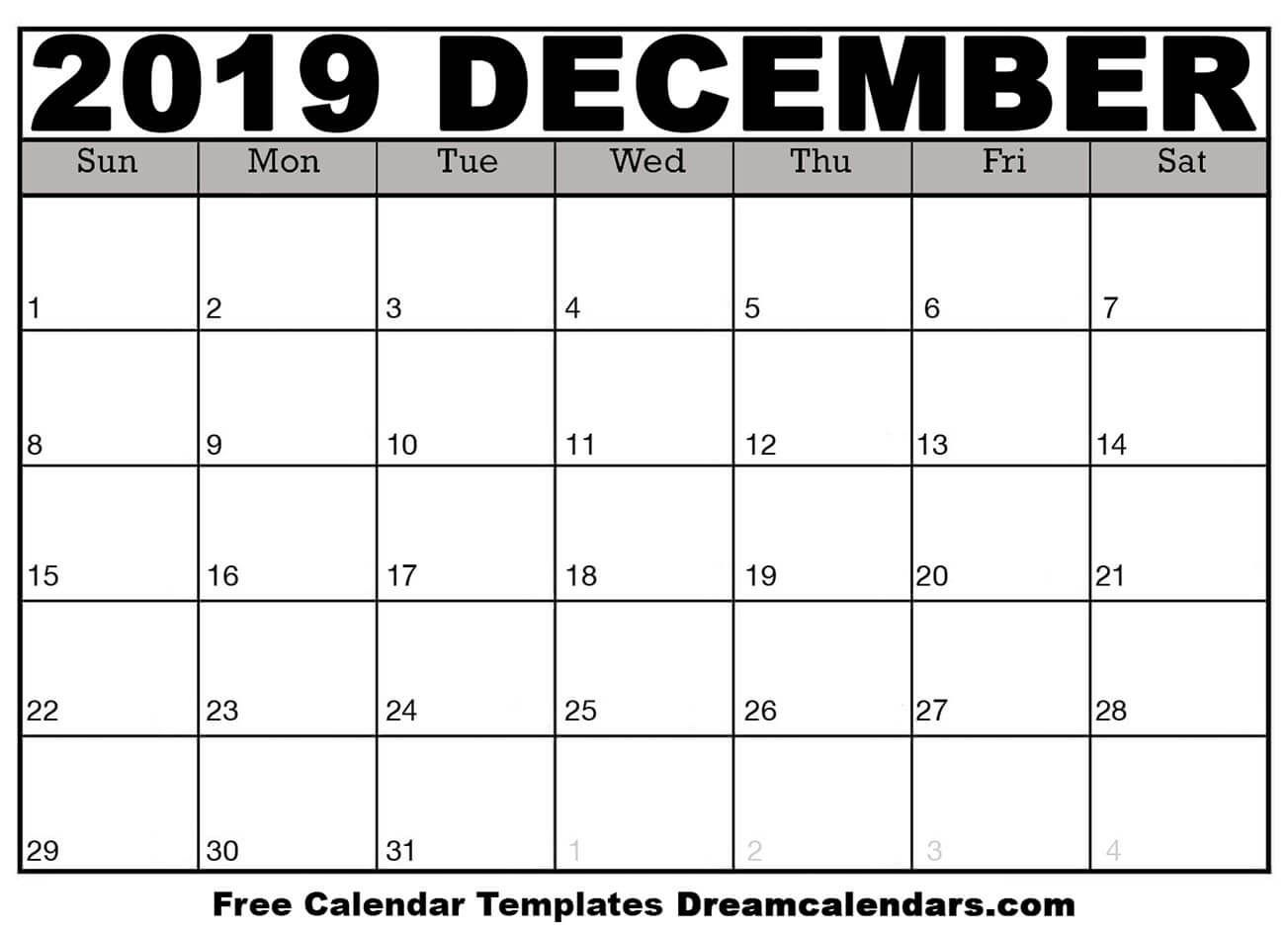 December 2019 Calendar | Free Blank Printable Templates