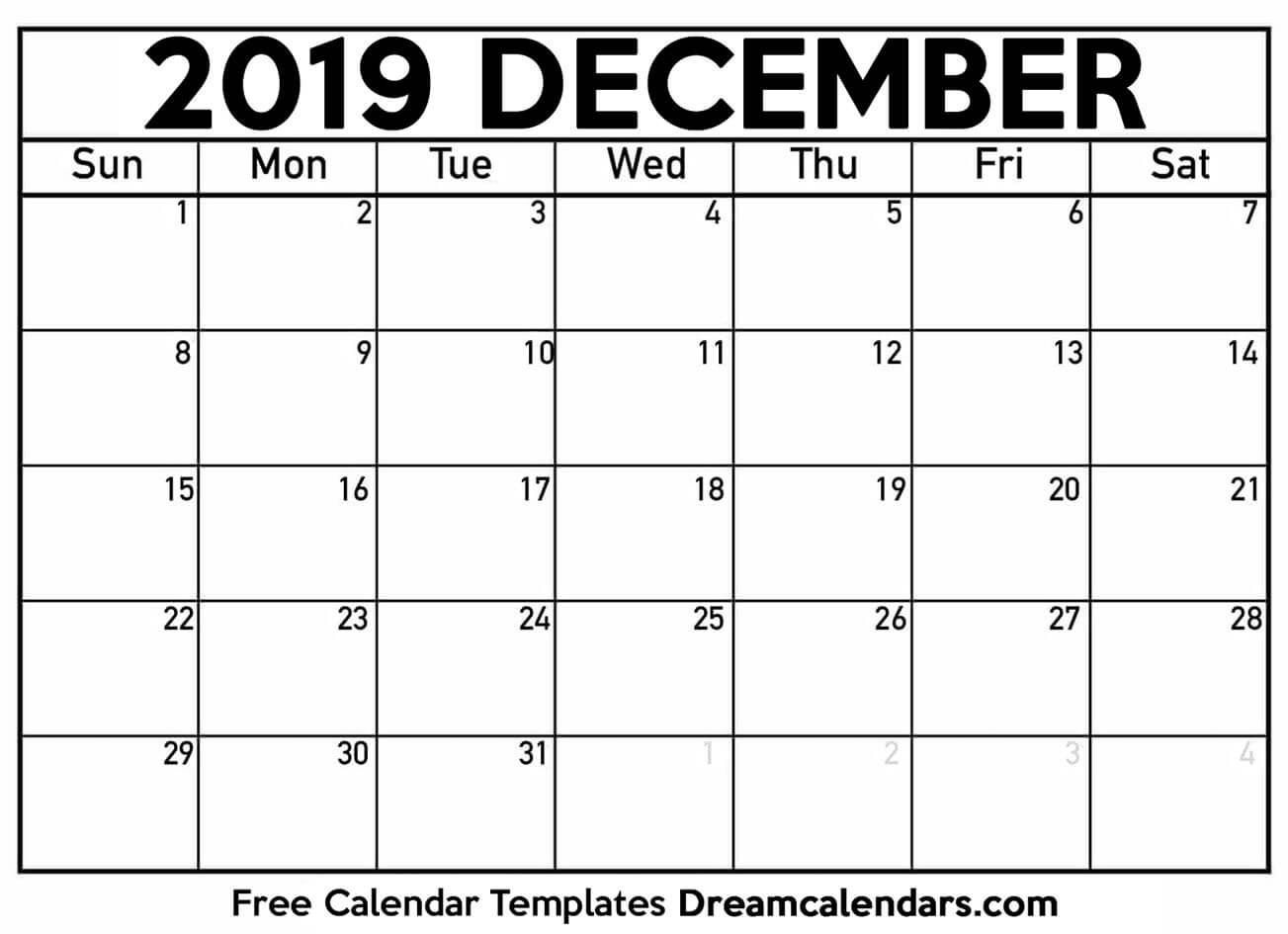 December 2019 Calendar | Free Blank Printable Templates