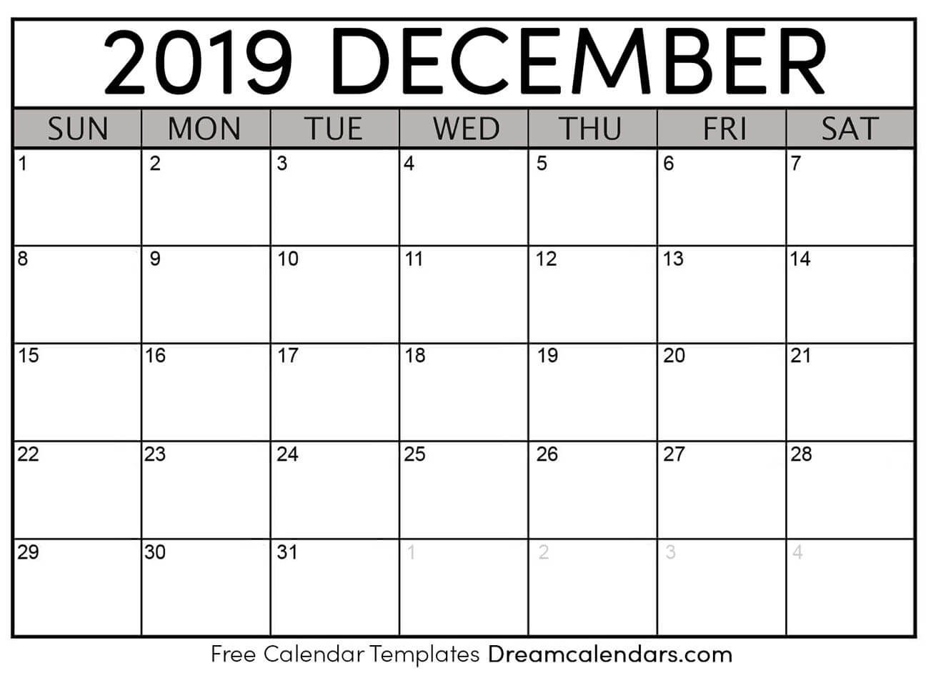 december 2019 calendar | free blank printable templates
