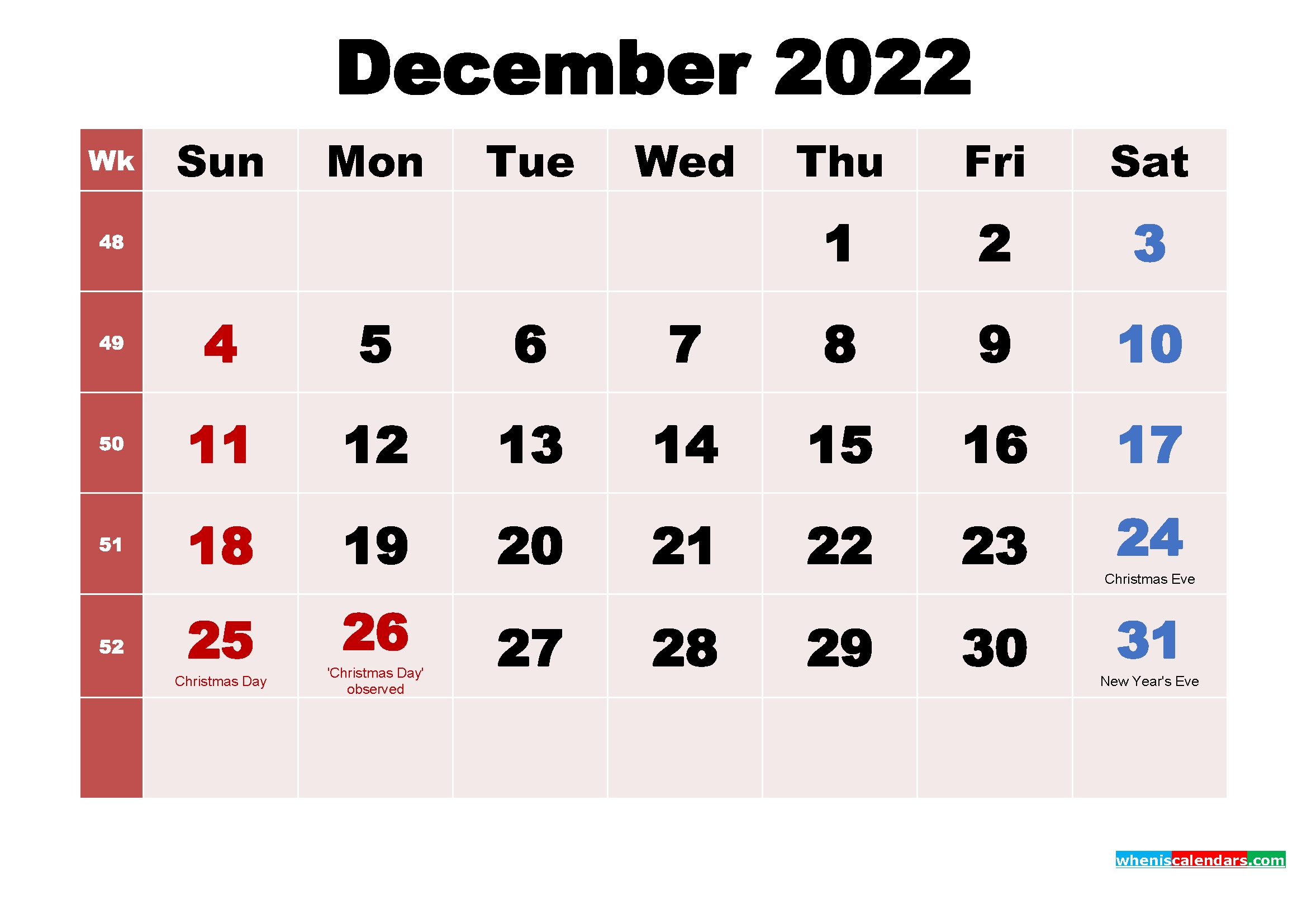 December 2022 Desktop Calendar Monthly | Free Printable 2020