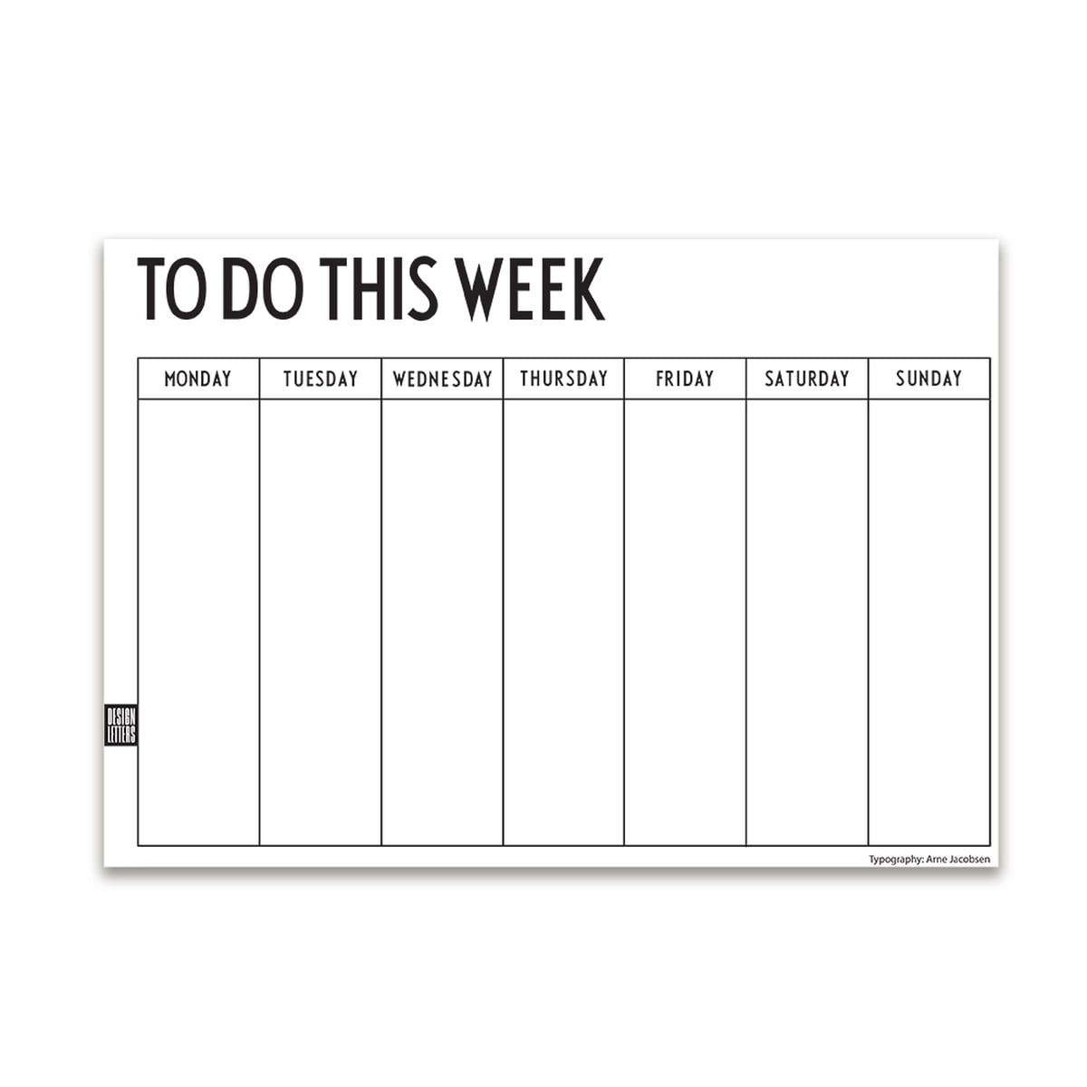 design letters weekly planner a4