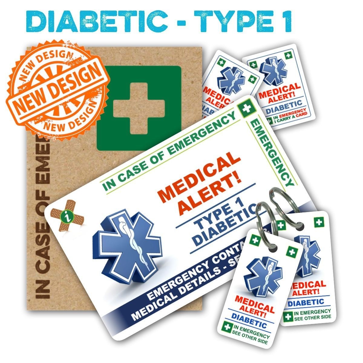 diabetic (type 1) icecard pack | medical alert, in case of