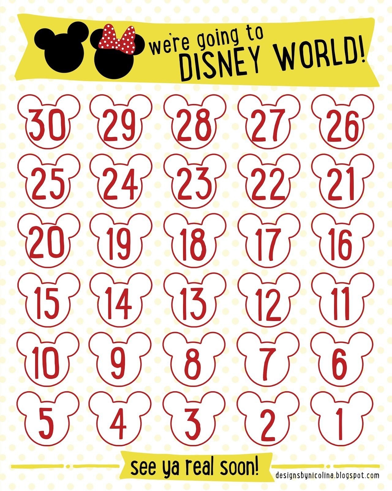 disney countdown! /// free printable | disney countdown