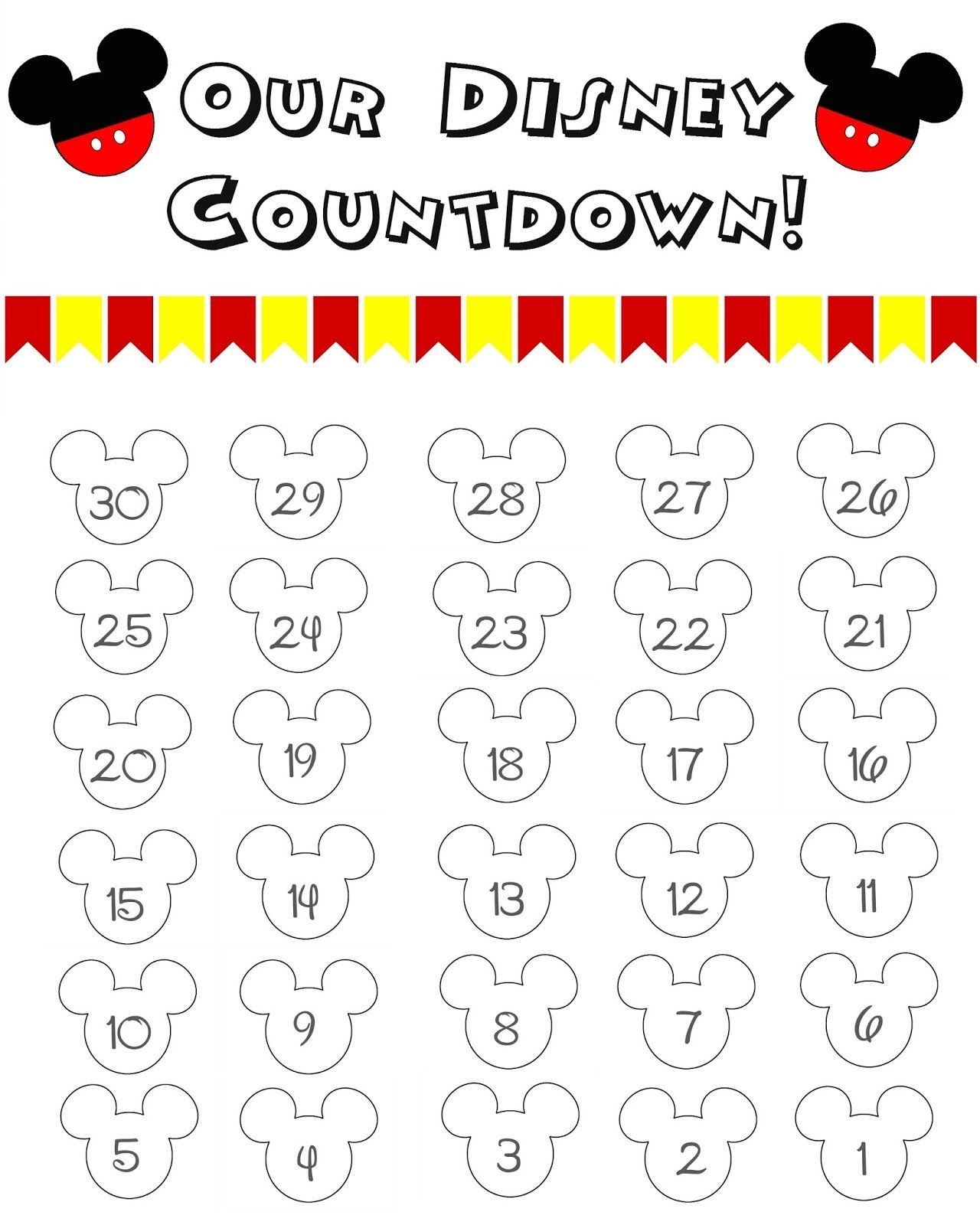 Disney World Countdown Calendar Free Printable!! The